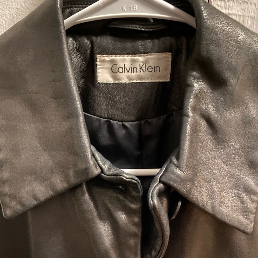 90s Calvin Klein trench style leather jacket - Picture 8 of 8
